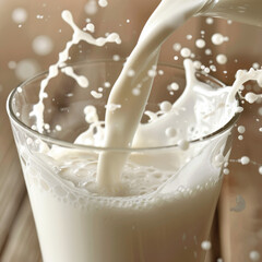 splash and spill of milk, realistic natural dairy products, yogurt or cream Print, template, design element