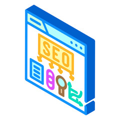 seo search engine optimization isometric icon vector. seo search engine optimization sign. isolated symbol illustration