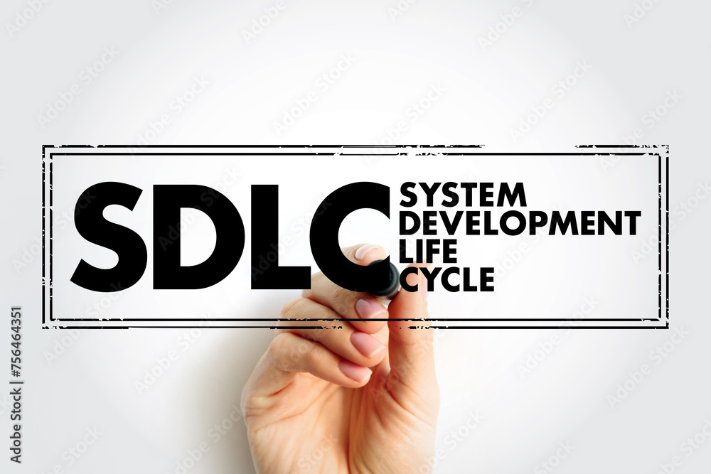 Poster sdlc system development life cycle - process for planning, creating, testing, and deploying an infor