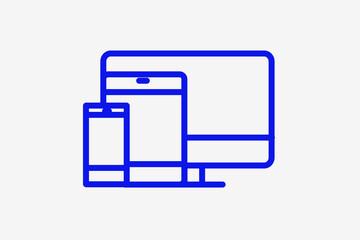 phone, tablet and monitor illustration in line style design. Vector illustration.	