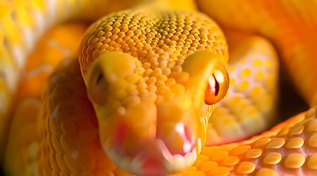 Tiger Albino python snake isolated on black background