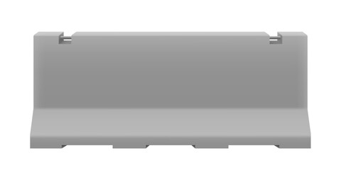 Iron concrete road barriers for blocking road, isolated on white background. Design elements of the guardrails. Realistic 3D isometric style, vector illustration. road barrier fence
