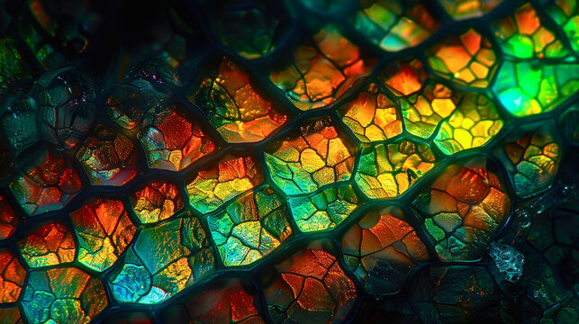 Microscopic View of Colorful Reptile Skin Cells