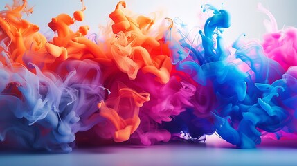 background illustration of a colored floating liquid in the trend colors pink, orange, blue and violet - obrazy, fototapety, plakaty
