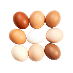 A set of eggs isolated on transparent background, egg shell, clipping path, png