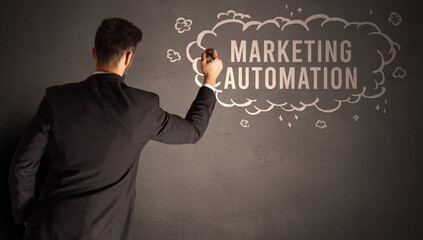 businessman drawing a cloud with inscription