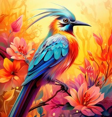 Obraz premium Bird of paradise. Colorful tropical bird