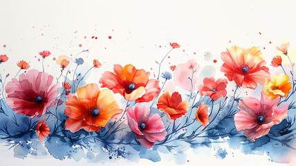 Watercolor abstract flowers