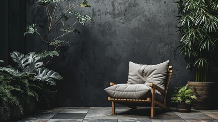 Chair in a simple room - obrazy, fototapety, plakaty