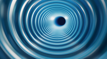 Abstract Background with Gradient Blue Concentric Circles. Tubular Shaped. Inside a Tube. Concept of Sound Waves