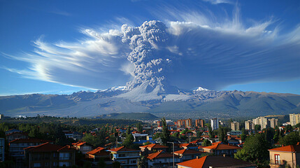 Obraz na płótnie Canvas A dramatic photo of a volcanic ash cloud, the powdery ash.