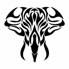 Illustration vector graphics of Tribal art black elephant head tattoo design