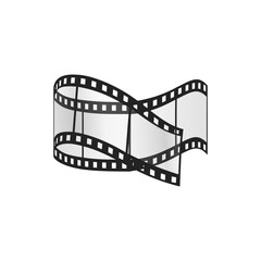 Fototapeta na wymiar 3D film strip, folded transparent blank filmstrip for photo and video production vector illustration