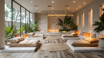 tranquility and relaxation within a modern wellness center. - obrazy, fototapety, plakaty