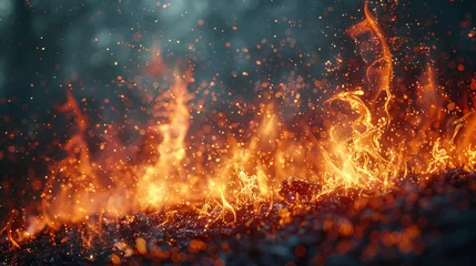 Foto op Canvas Intense Flames and Sparkling Embers Rising © nataliya_ua