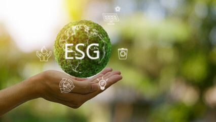 ESG in Concepts, Environment,  social, and governance in sustainable and ethical business on the...