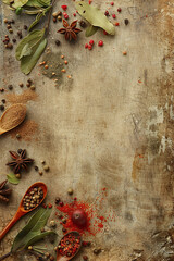 Top view of spice with copy space for text. Food background. Generative AI - 756471527