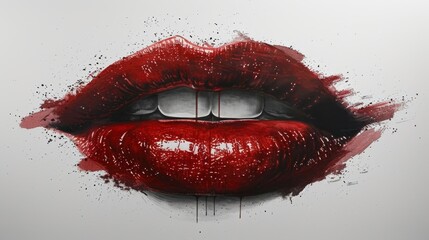 lipstick prints of women lips on white background - obrazy, fototapety, plakaty