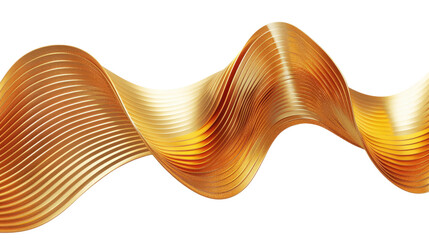 Gradient gold orange modern flowing wave element on transparent background