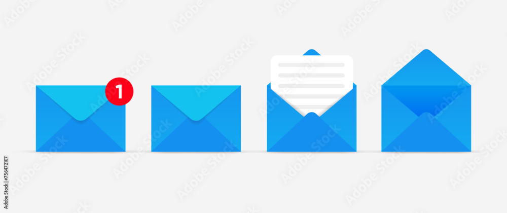 Aufkleber new message notification concept on realistic smartphone mockup. new email pop up. incoming, open me