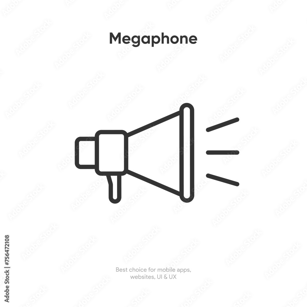 Fototapete Speaker and sound icon. Computer voice icon. Megaphone and music icon. Sound pictogram. Musical note. Audio sign. UI UX element. Sound button. Audio system, noise with soft UI, push button.