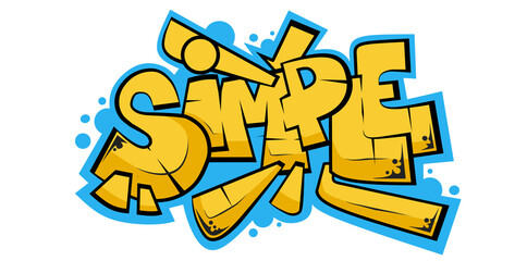 Simple word graffiti text font art illustration sticker