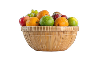 wooden basket with fruits. Fruits in a basket.