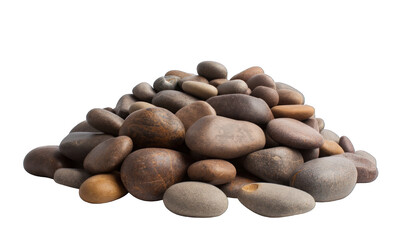 Beach stones, rounded boulders, set of stones.