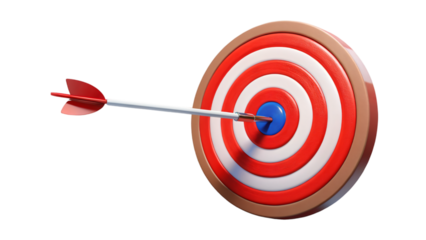 Red Dart Hits Bullseye with Precision in Target Success Illustration