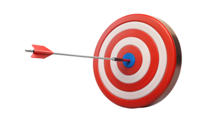 Dart hits red target bullseye with arrow for business success