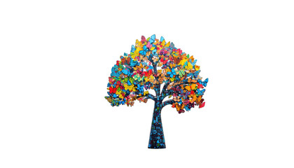 Newspaper tree. Colorful family tree. Paper tree. Tree with colorful leaves