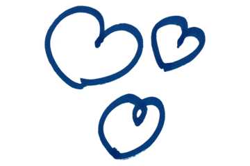Blue hearts isolated on transparent background