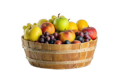 Fresh fruits in a wooden basket