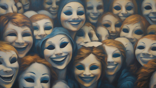 Unseen Sorrow: The Masked Smile in a Crowded Room.