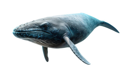 Fototapeta premium whale swimming in the blue ocean, isolated on white background