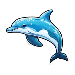 Dolphin isolated on white background. Cartoon style. Vector illustration.