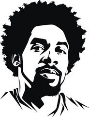 African man head, AfroAmerican man vector illustration, on a white background