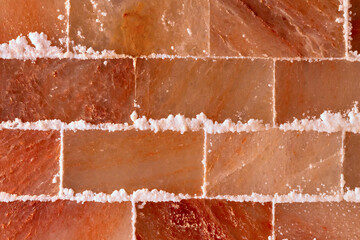 Himalayan pink salt wall in spa or sauna room