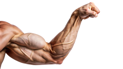 Isolated torso with clenched fist, fingers, and arm symbolizing human strength, pain, and determination in sports and medicine