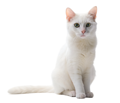 British Shorthair Cat Sitting Isolated on White Background, Cute Kitten Portrait with Fluffy Fur and Adorable Eyes in Studio Setting