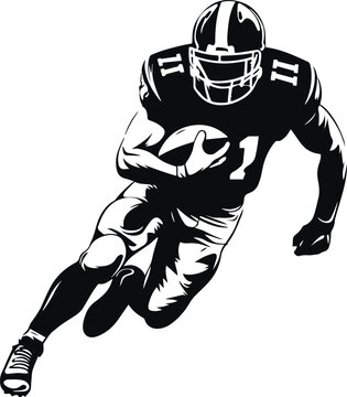 American football player, football player silhouette, Vector Illustration