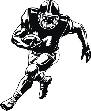 American football player, football player silhouette, Vector Illustration