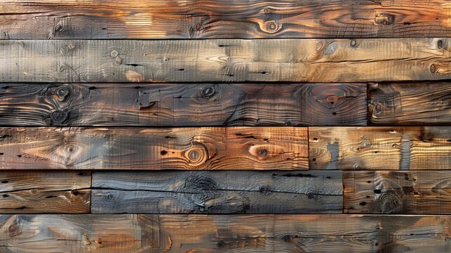 An image of a natural wood board panel with a horizontal shabby texture, with a wooden color and vintage DIY background. Reclaimed wood surface, hardwood gray floor or door or structural elements,