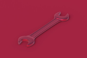 Wrench of magenta on red background. 3d render