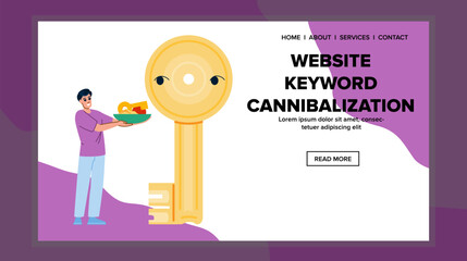 search website keyword cannibalizaion vector. web computer, traffic data, business seo search website keyword cannibalizaion web flat cartoon illustration