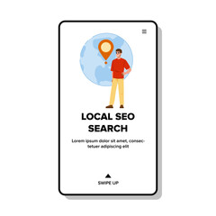 store local seo search vector. commerce ecommerce, agency announce, marketing website store local seo search web flat cartoon illustration