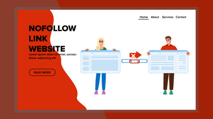 txt nofollow link website vector. back internal, external building, building seo txt nofollow link website web flat cartoon illustration