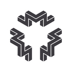 Impossible shape icon isolated on white background. Vector illustration.