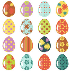 Easter eggs set on white background decor holiday art isolated 