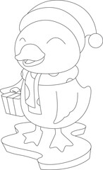 Duck Christmas Scarf Animal Vector Graphic Art Illustration